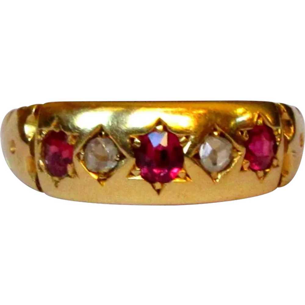 Ruby & Diamond Ring, 18K, Gypsy Star Set, 1927 - image 1