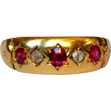 Ruby & Diamond Ring, 18K, Gypsy Star Set, 1927 - image 1