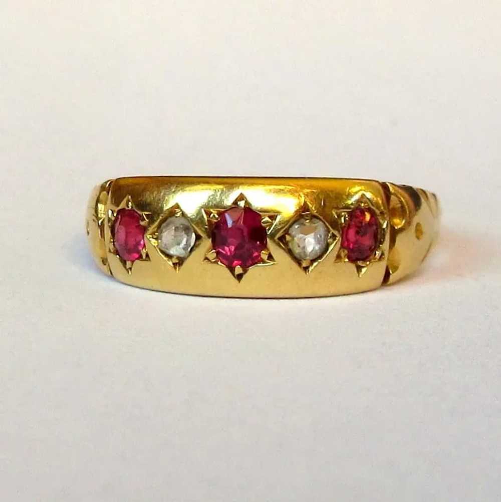 Ruby & Diamond Ring, 18K, Gypsy Star Set, 1927 - image 5