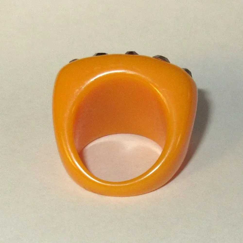 Vintage Lucite Rhinestone Ring, 80's - image 3