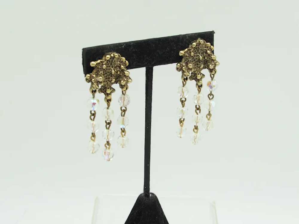 Brutalist Style Earrings with Dangling Faceted Be… - image 2