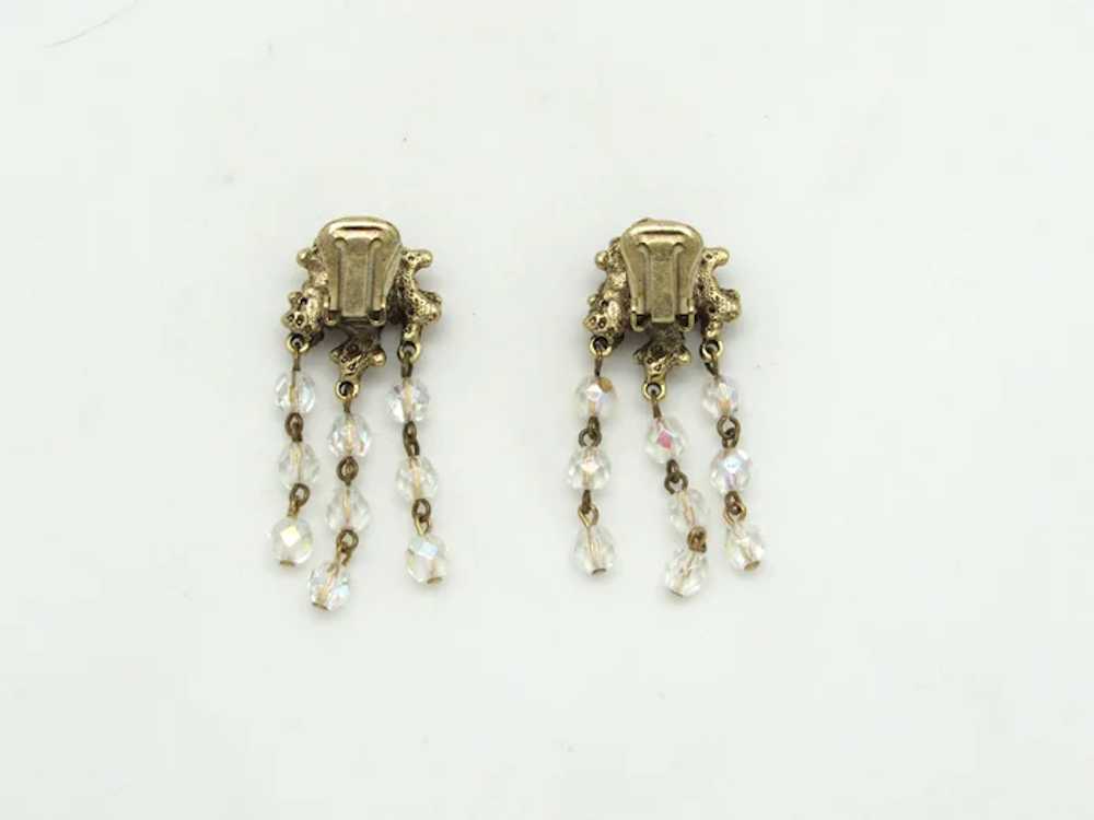 Brutalist Style Earrings with Dangling Faceted Be… - image 4