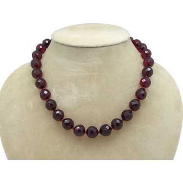 Faceted Cherry Amber Bead Necklace