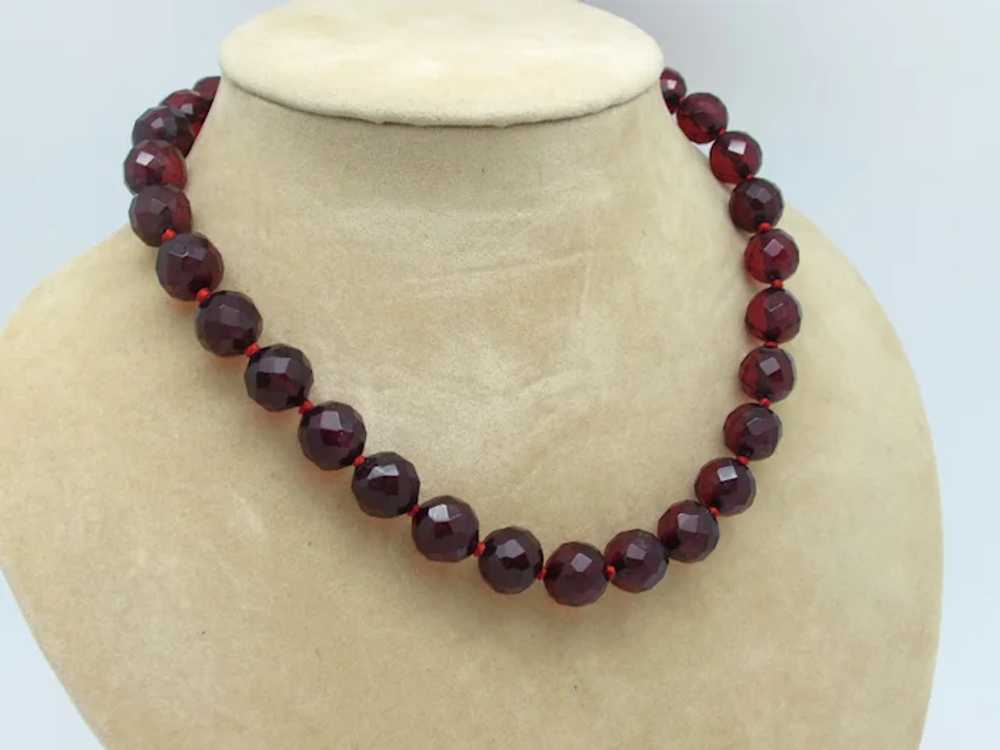 Faceted Cherry Amber Bead Necklace - image 2