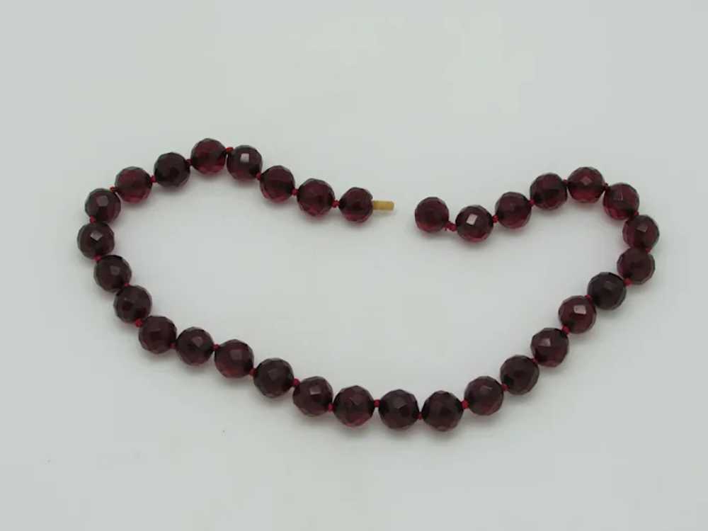 Faceted Cherry Amber Bead Necklace - image 4