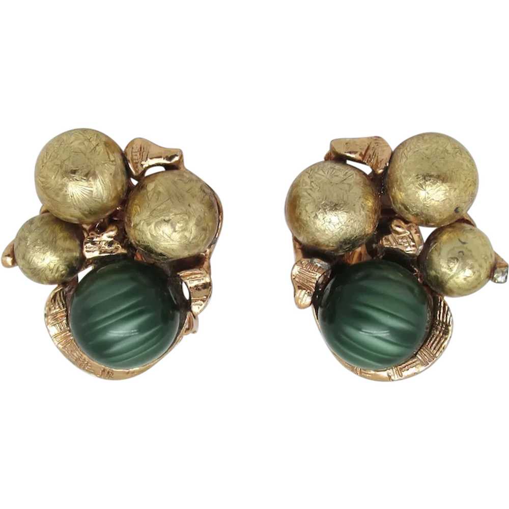 1950s Cluster Bead Earrings - image 1