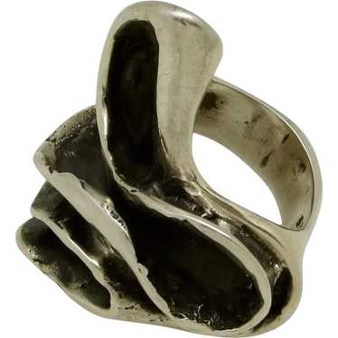 Brutalist Sterling Ring - image 1
