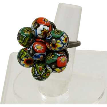 Millefiori Glass Bead Cluster Ring - image 1