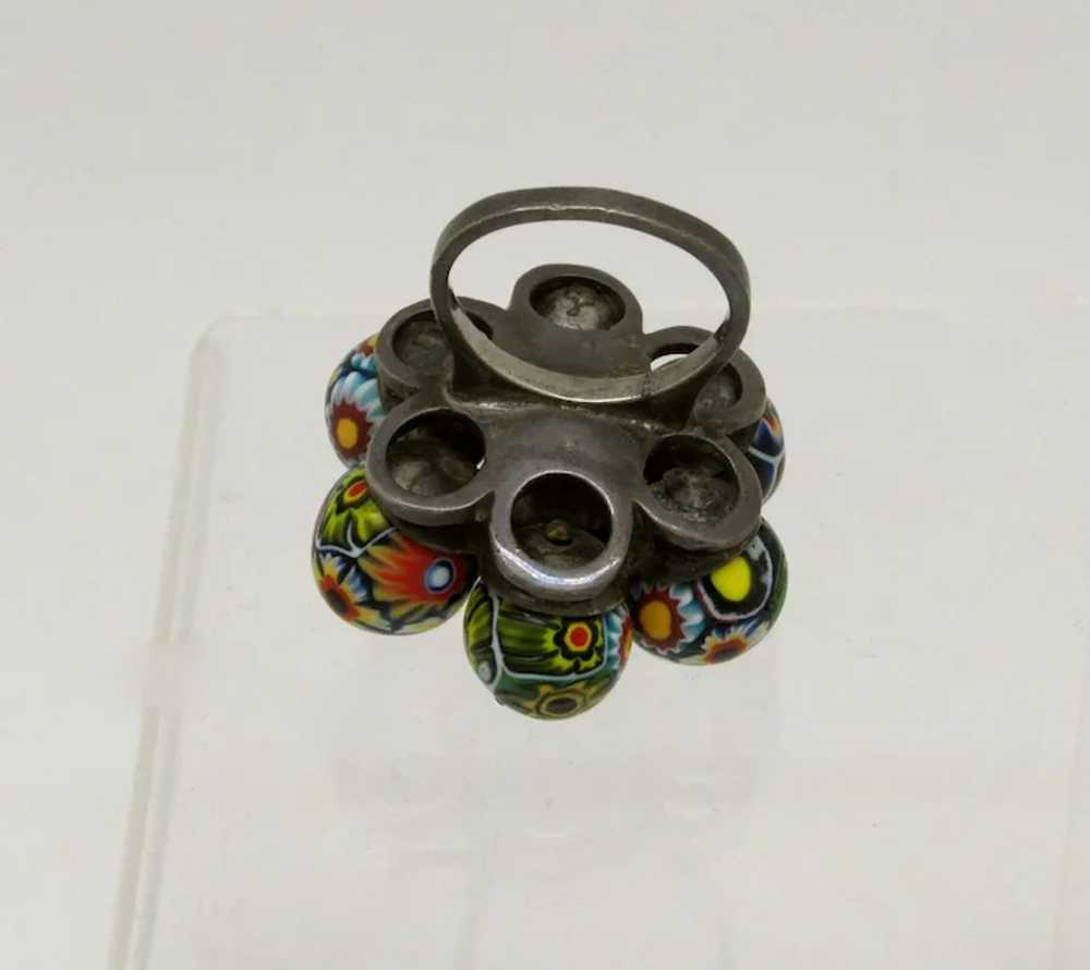 Millefiori Glass Bead Cluster Ring - image 4