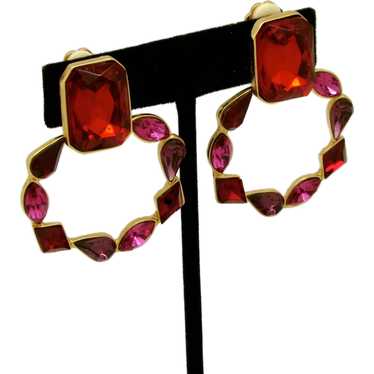 Jewel-Tone rhinestone Pendulum Earrings - image 1