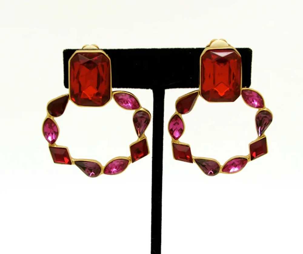 Jewel-Tone rhinestone Pendulum Earrings - image 2