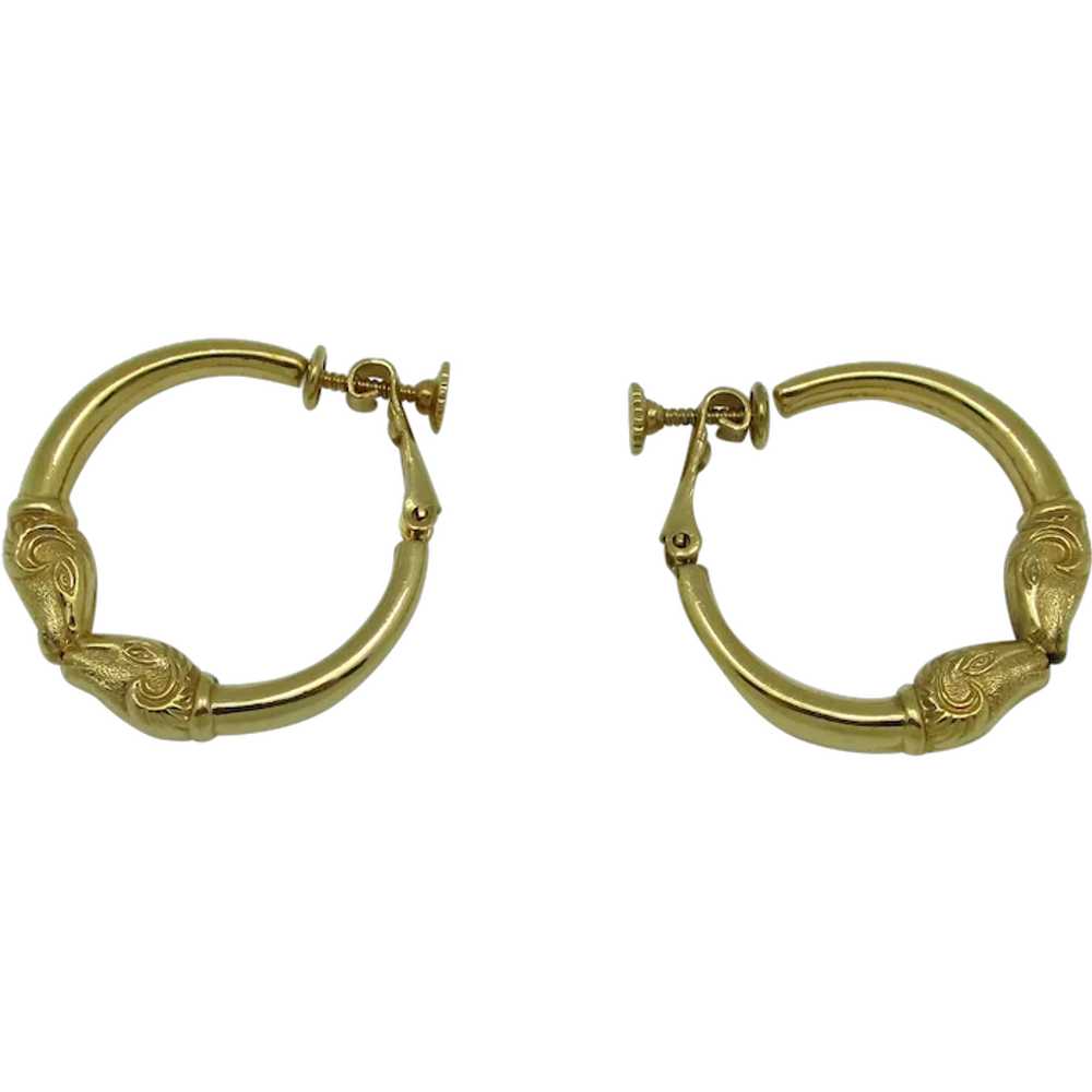 Napier Ram's Head Hoop Earrings - image 1