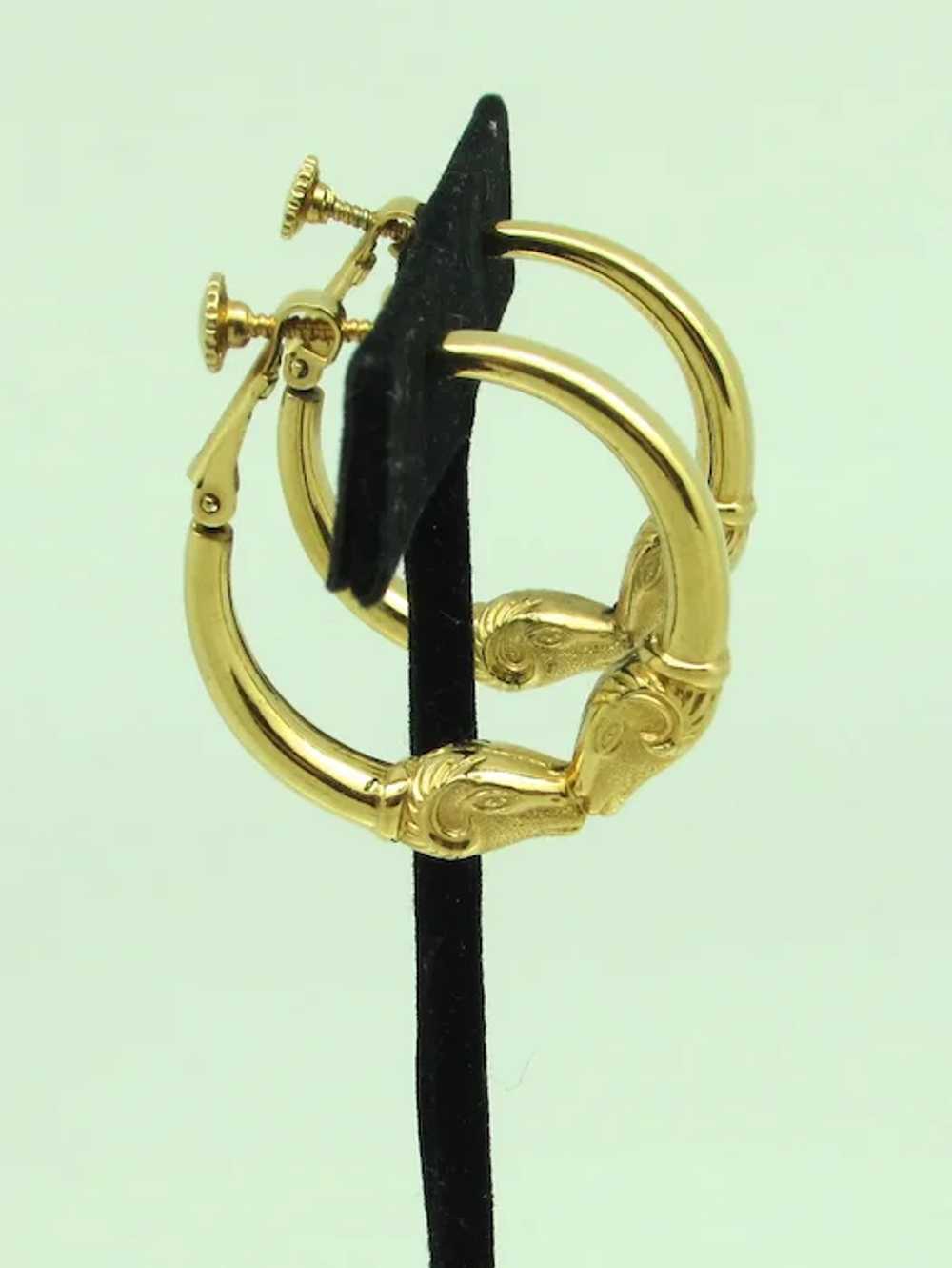 Napier Ram's Head Hoop Earrings - image 2