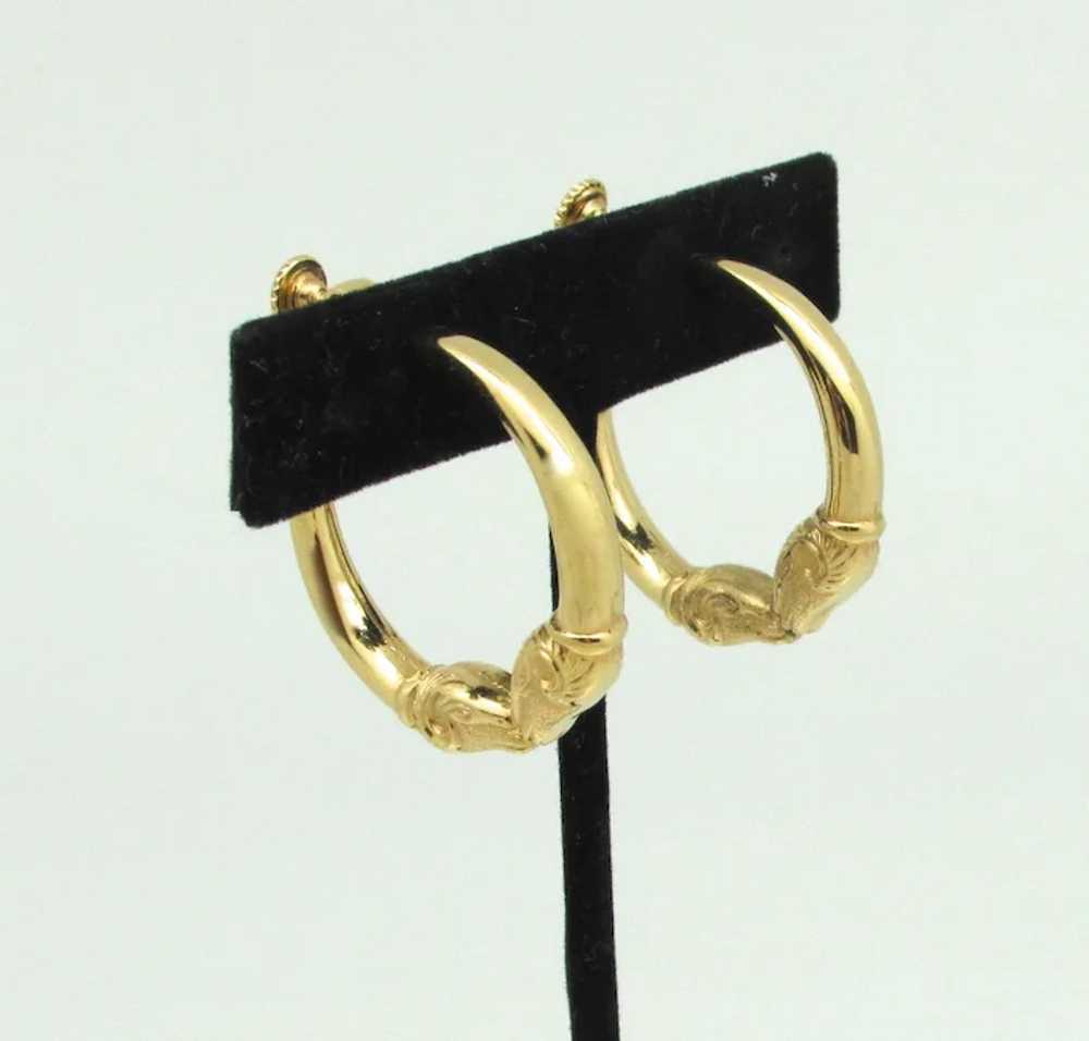 Napier Ram's Head Hoop Earrings - image 5