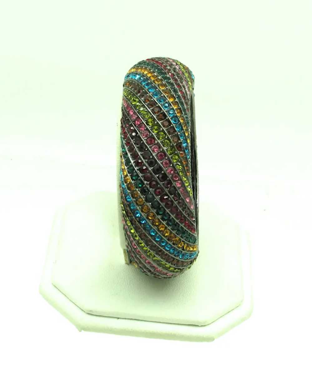 Multi Colored Rhinestone Hinged Bangle - image 2