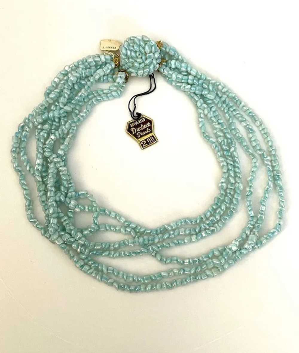 H & S Blue Glass Torsade Necklace - image 4