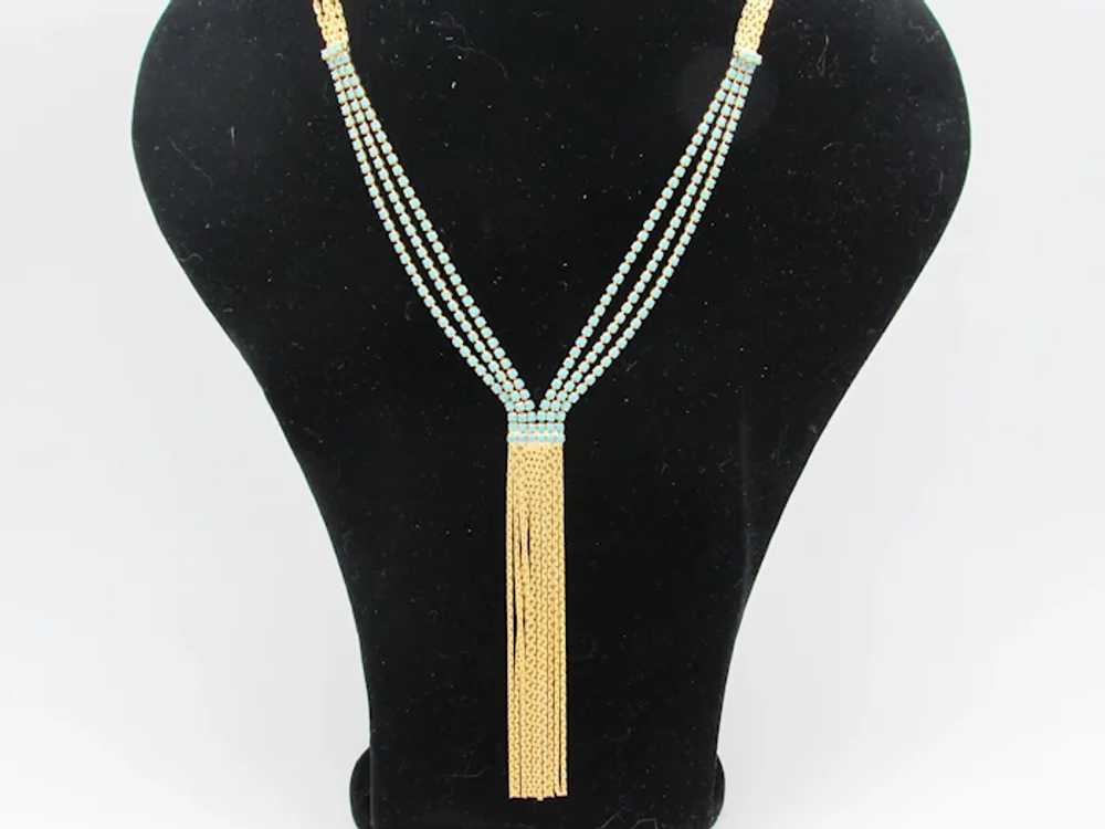 Deep V-Style Necklace with Rhinestones and Fringe - image 4