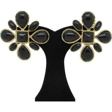 Les Bernard Black Flower Earrings