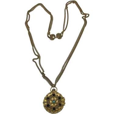 Ornate Watch-Style Pendant on Chain - image 1
