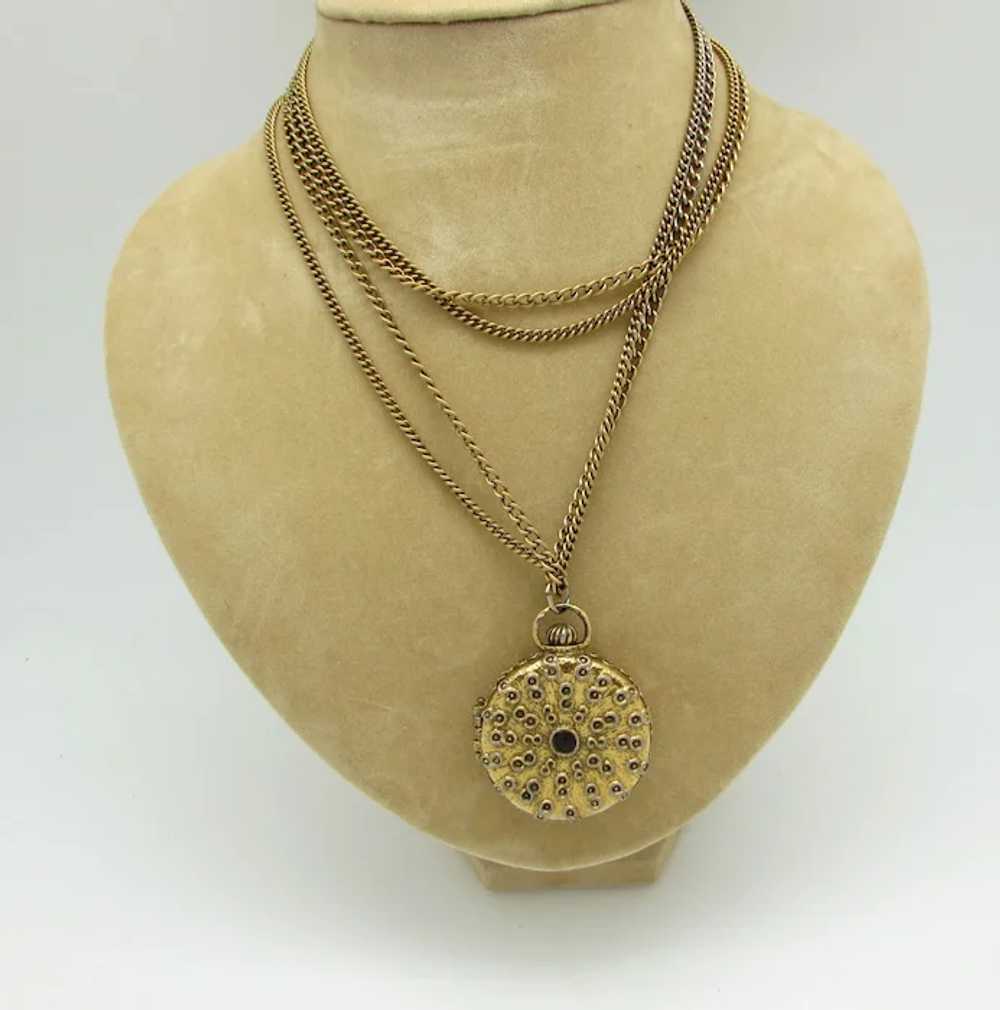 Ornate Watch-Style Pendant on Chain - image 2