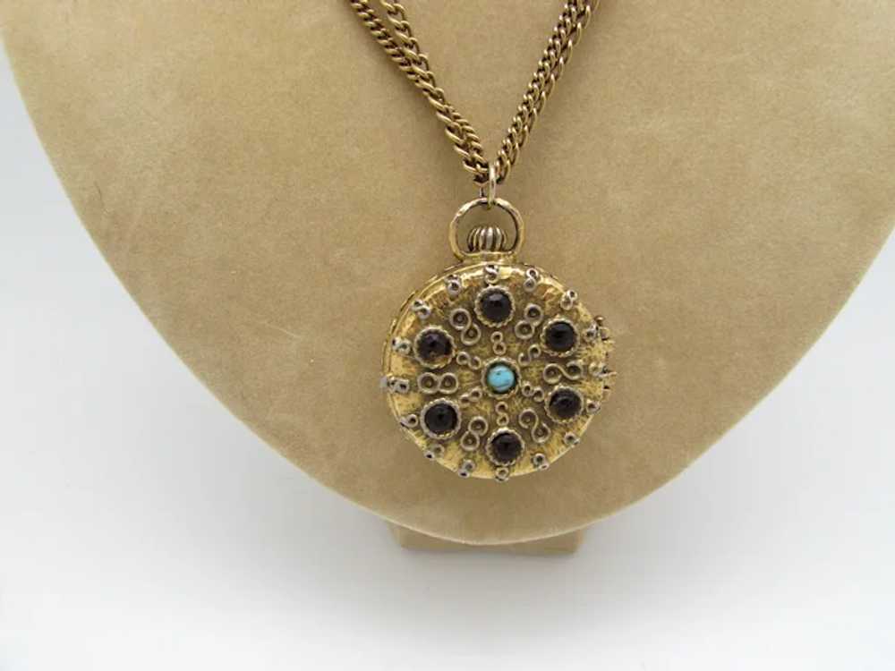 Ornate Watch-Style Pendant on Chain - image 5