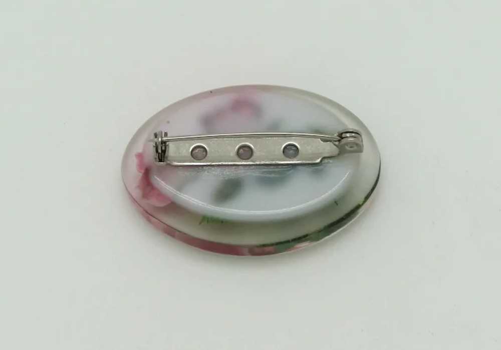 Lucite Pin With Inlaid Rose - image 2