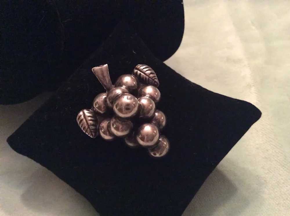 Mexican Sterling Silver Grape Cluster Brooch - image 2