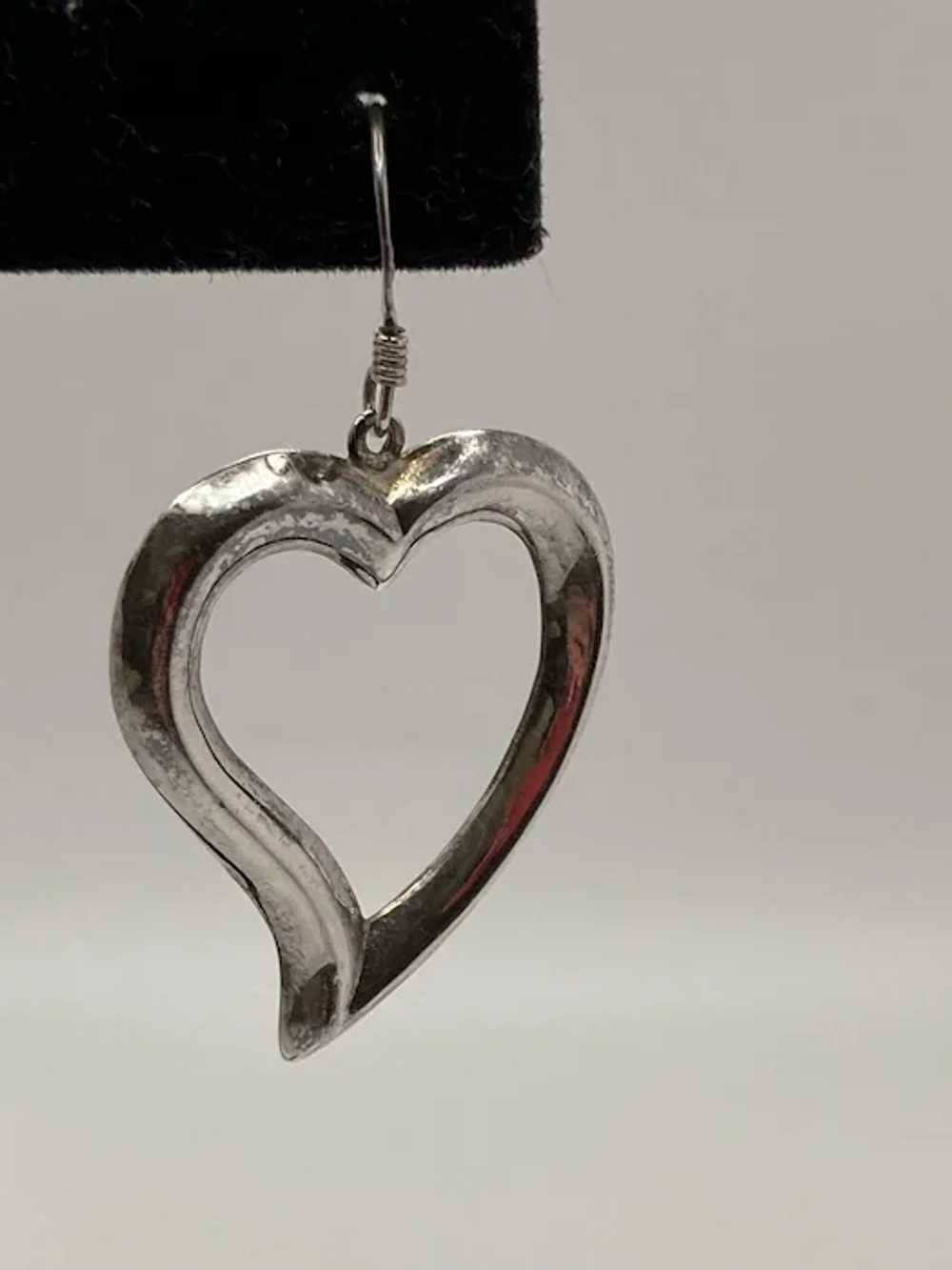 Vintage Sterling Silver Heart Drop Earrings - image 10