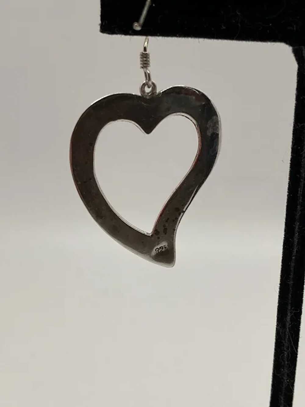 Vintage Sterling Silver Heart Drop Earrings - image 7