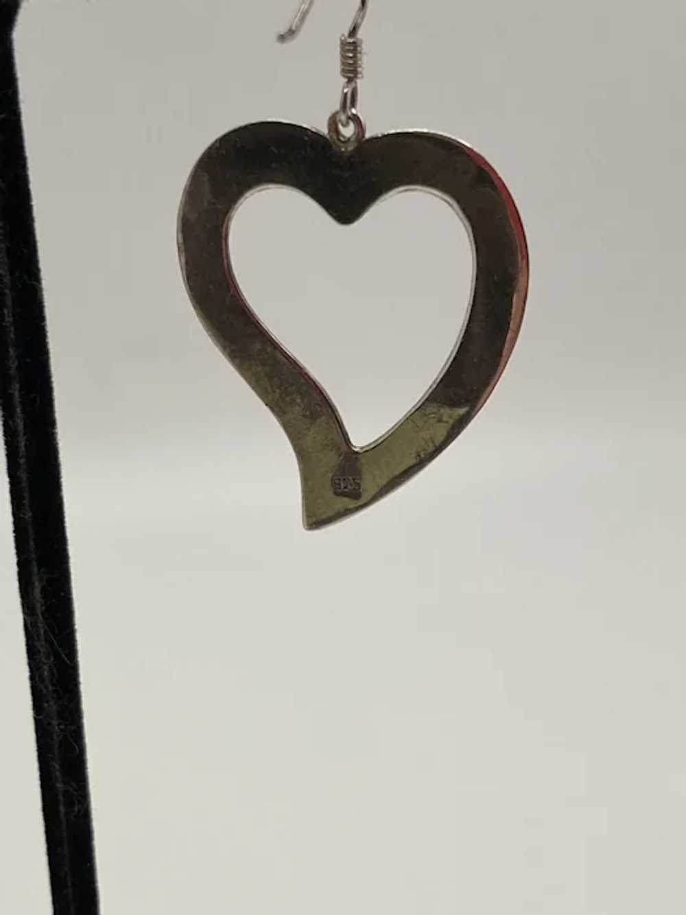 Vintage Sterling Silver Heart Drop Earrings - image 8