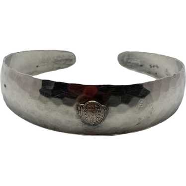 Vintage Hammered Sterling Silver Cuff Bracelet Wi… - image 1