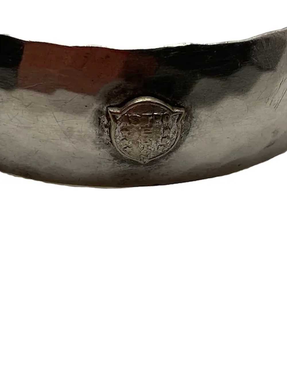 Vintage Hammered Sterling Silver Cuff Bracelet Wi… - image 5