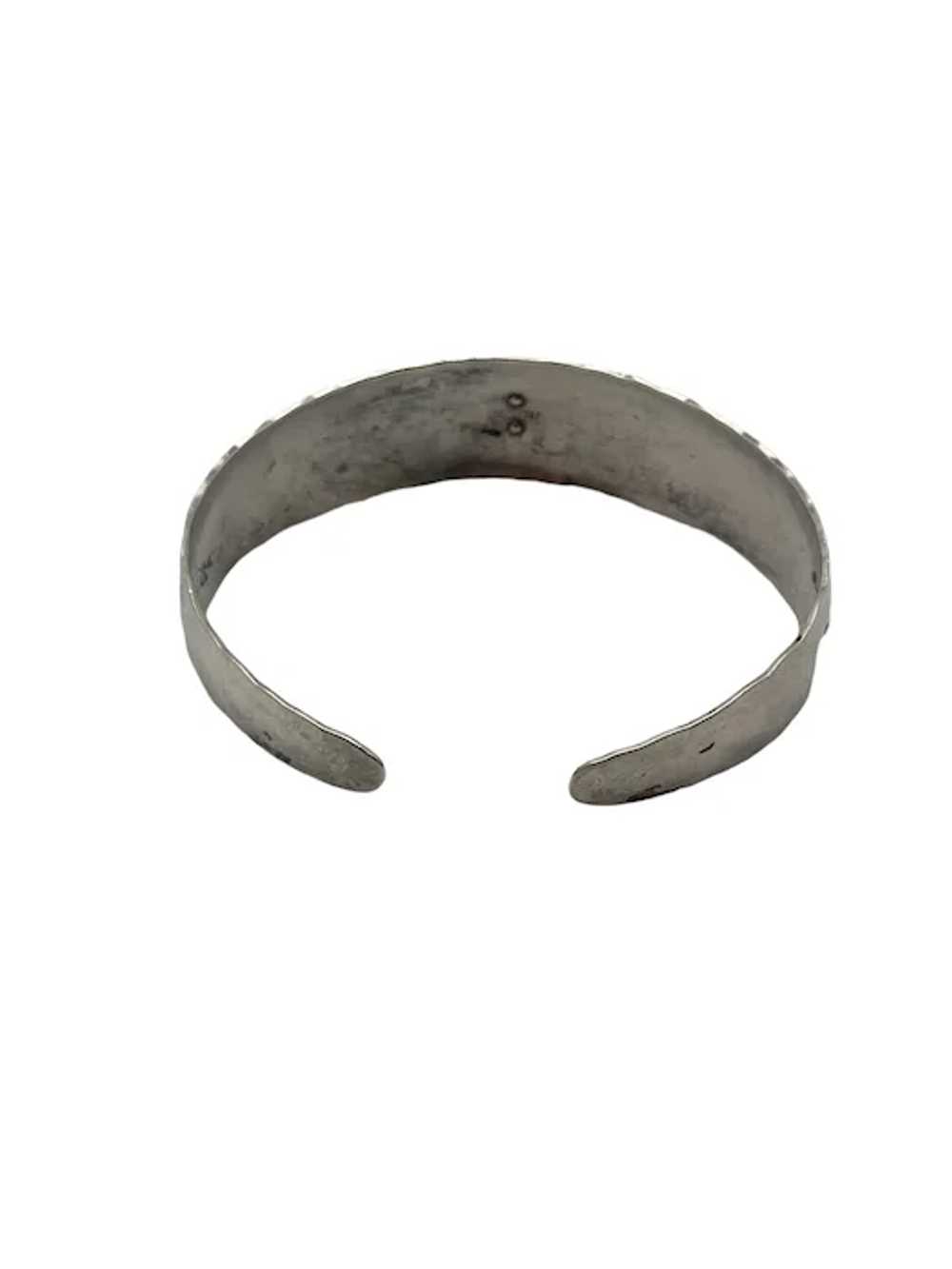 Vintage Hammered Sterling Silver Cuff Bracelet Wi… - image 6