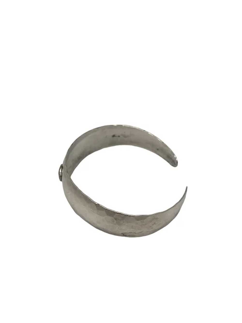 Vintage Hammered Sterling Silver Cuff Bracelet Wi… - image 8