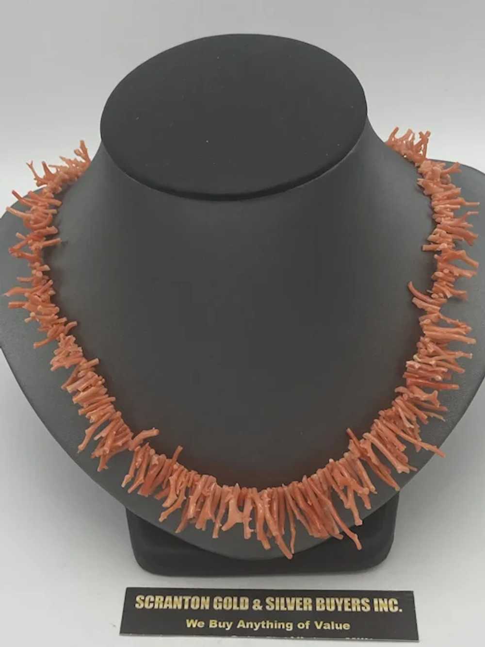 Natural Salmon Coral Branch Shell Necklace 22" - image 2