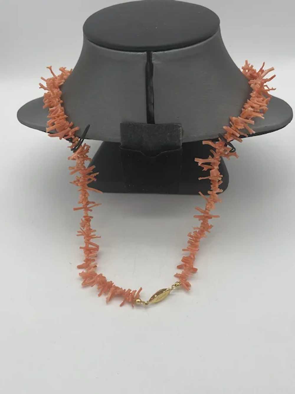 Natural Salmon Coral Branch Shell Necklace 22" - image 6