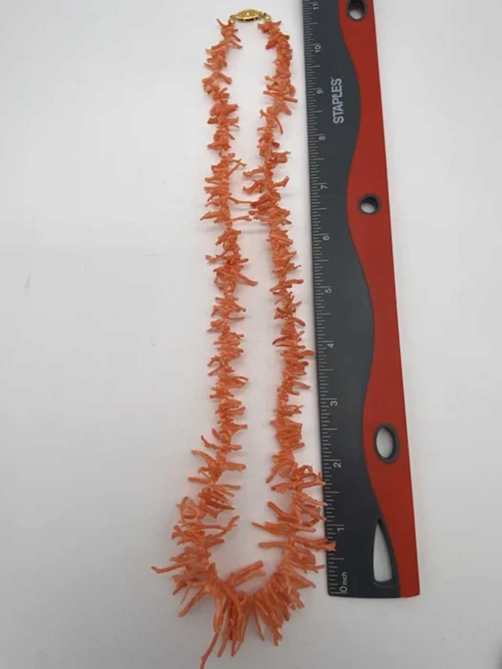 Natural Salmon Coral Branch Shell Necklace 22" - image 7