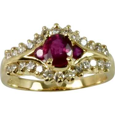 Exquisite Vintage Diamond and Ruby Ring Hand-Made… - image 1