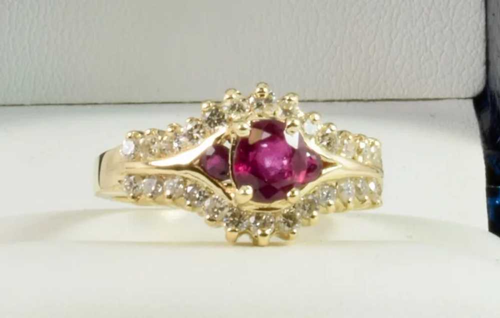 Exquisite Vintage Diamond and Ruby Ring Hand-Made… - image 2