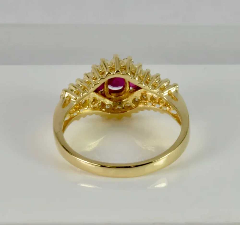 Exquisite Vintage Diamond and Ruby Ring Hand-Made… - image 4