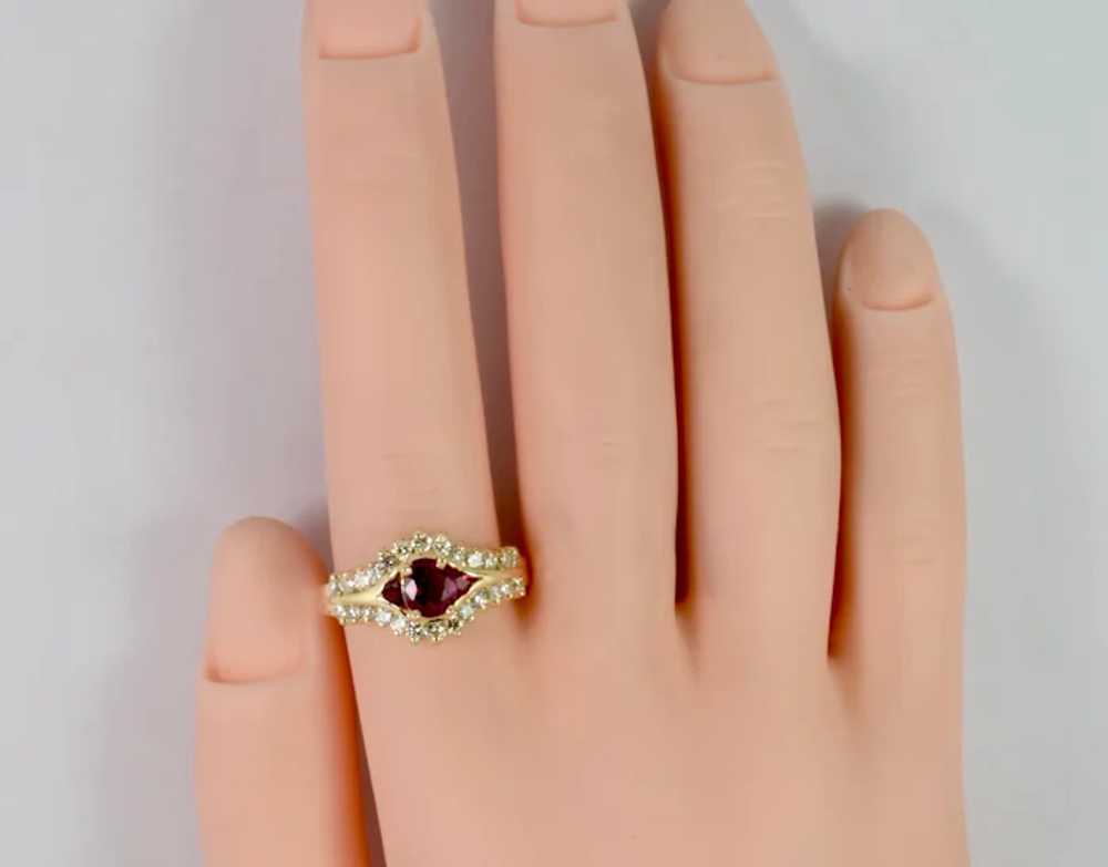 Exquisite Vintage Diamond and Ruby Ring Hand-Made… - image 5