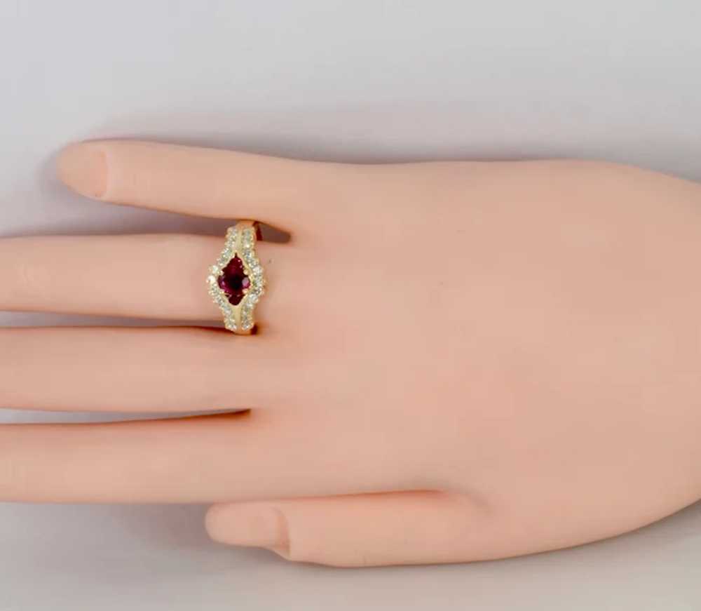 Exquisite Vintage Diamond and Ruby Ring Hand-Made… - image 6