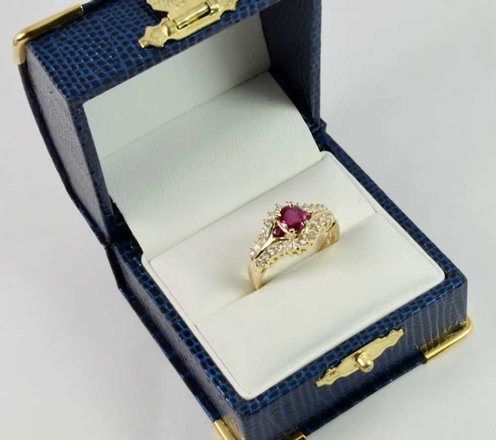 Exquisite Vintage Diamond and Ruby Ring Hand-Made… - image 7