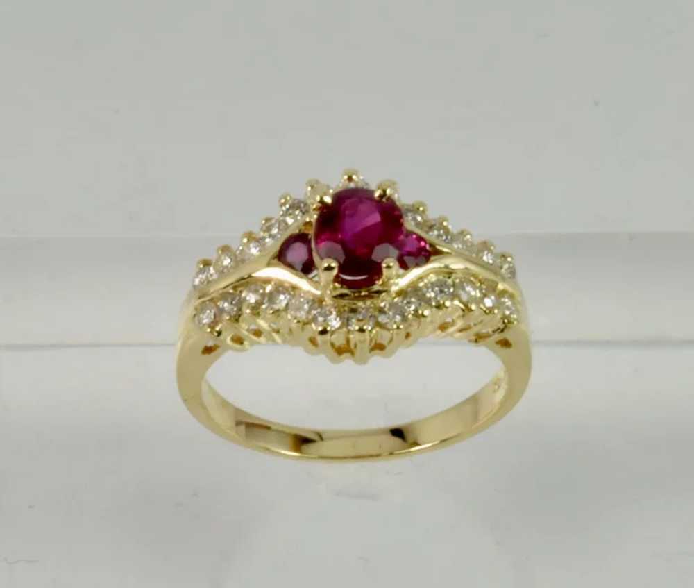 Exquisite Vintage Diamond and Ruby Ring Hand-Made… - image 8