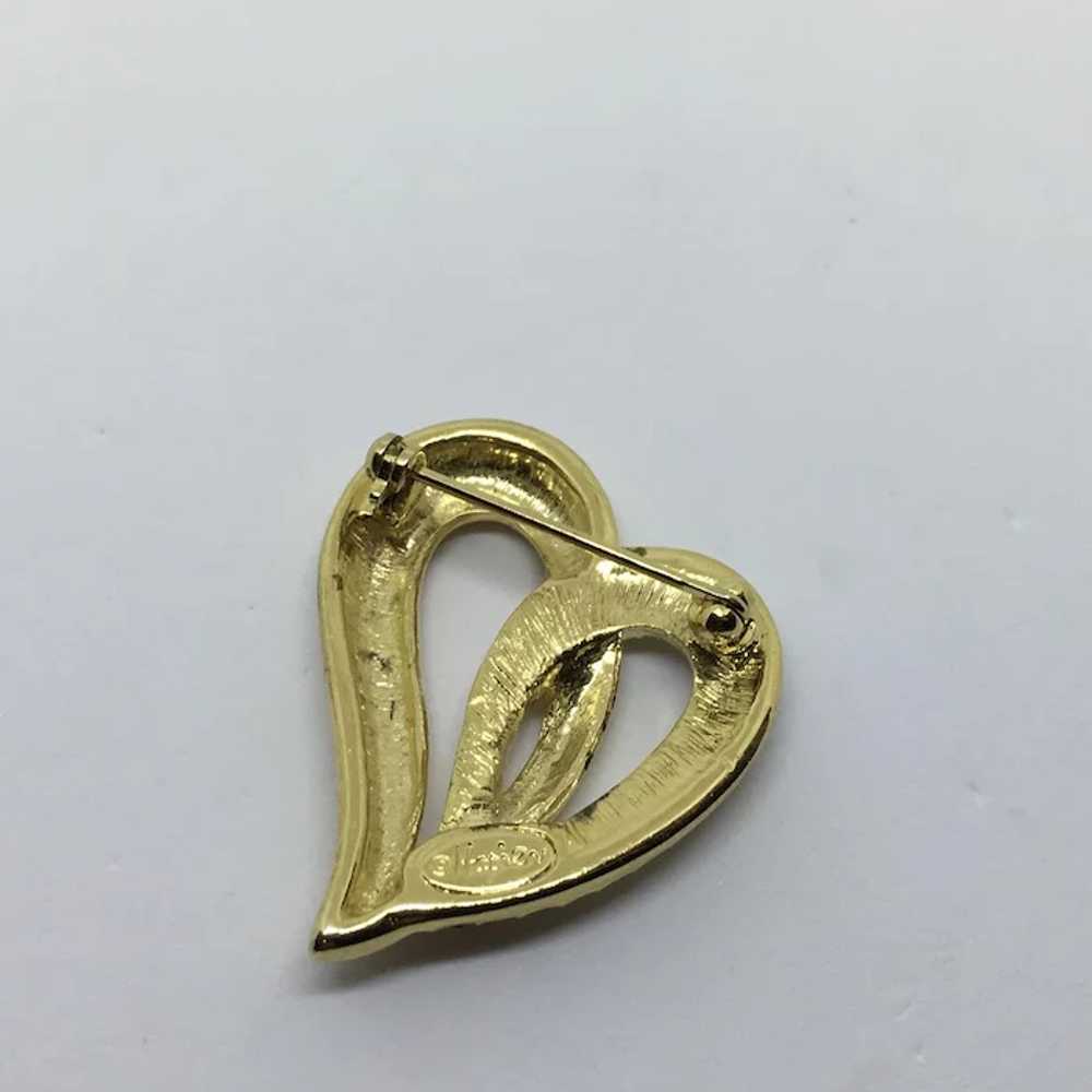 Napier Linked Hearts Pavé Rhinestone Pin Brooch - image 3