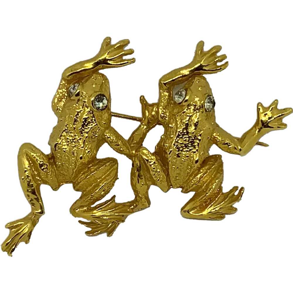 Rare Judith Woracek Mullen Frog Pin Brooch Double… - image 1