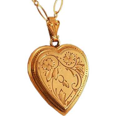 Very Vintage Larger Heart Double Photo Locket 14K 