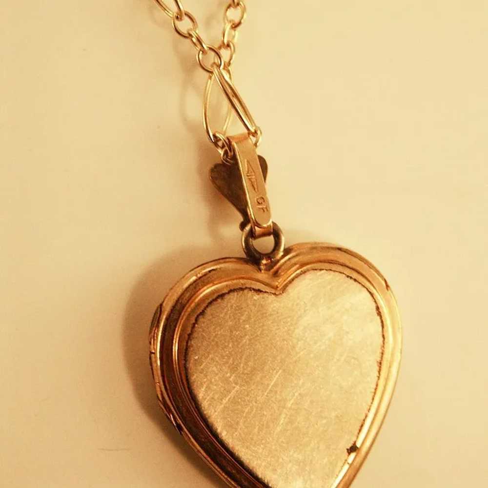 Very Vintage Larger Heart Double Photo Locket 14K… - image 4