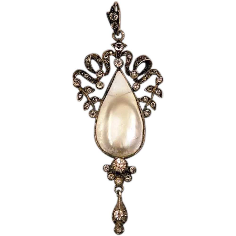 Stunning Victorian Blister Pearl, Rhinestones, an… - image 1