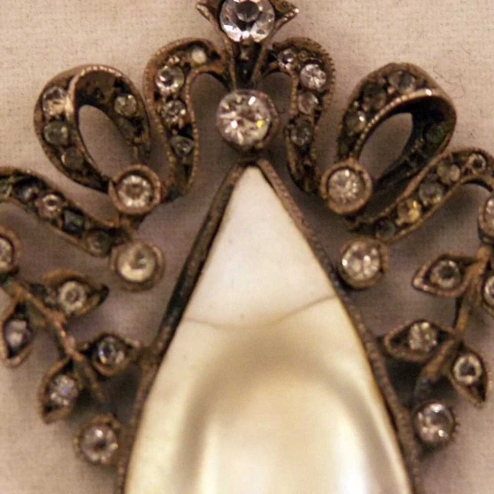 Stunning Victorian Blister Pearl, Rhinestones, an… - image 2